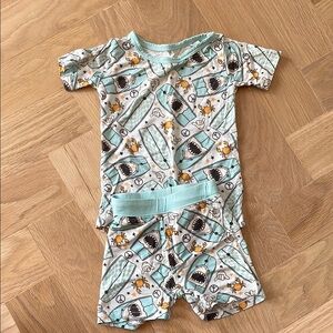 Vibrant Blue and Orange Pajama Set with Playful Print